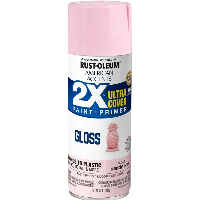 Candy Pink, Rust-Oleum American Accents 2X Ultra Cover Gloss Spray Paint- 12 oz | Walmart (US)