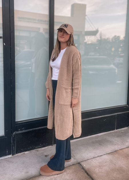 Casual OOTD ✨ Love how this outfit feels like wearing pajamas out, but I still feel cute! Also love the navy and tan combo! Wearing my normal size 4 in the lululemon flare pants. 

#LTKFind #LTKSeasonal #LTKfit