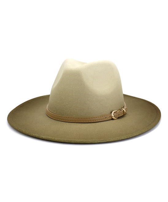 Fee et rit Women's Fedoras Cyan - Cyan & Beige Ombre Buckle-Accent Fedora | Zulily