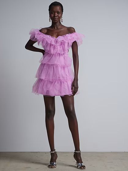 Ruffle Front Tulle Mini Dress | New York & Company