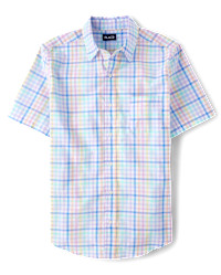 Mens Dad And Me Gingham Poplin Button Up Shirt - multi | The Children's Place