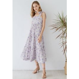 Lilac Blossom Tie-Strap Maxi Dress | Chicwish