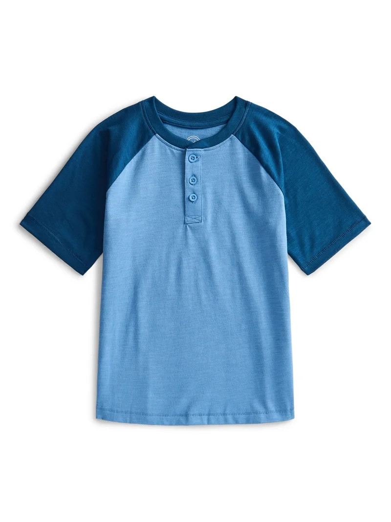 Wonder Nation Boys Raglan Henley T-Shirt with Short Sleeves, Sizes 4–18 & Husky | Walmart (US)