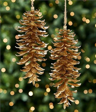 Southern Living Evergreen Collection Large Gold Pinecone Ornament, Set of 2 | Dillard's | Dillard's