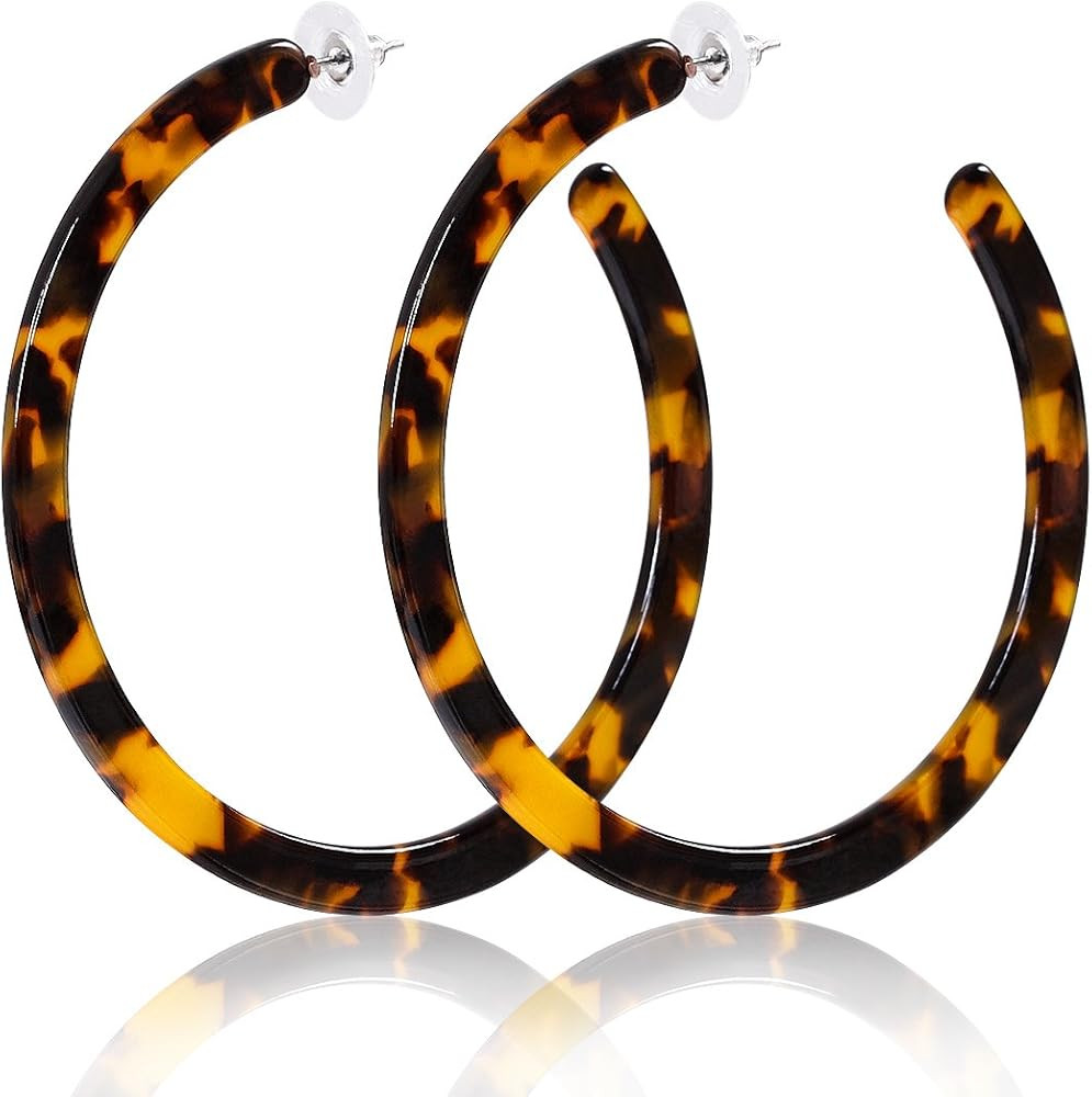 ALEXY Women’s Mottled Hoop Earrings Bohemia Acrylic Resin Hoops Stud Earrings | Amazon (US)