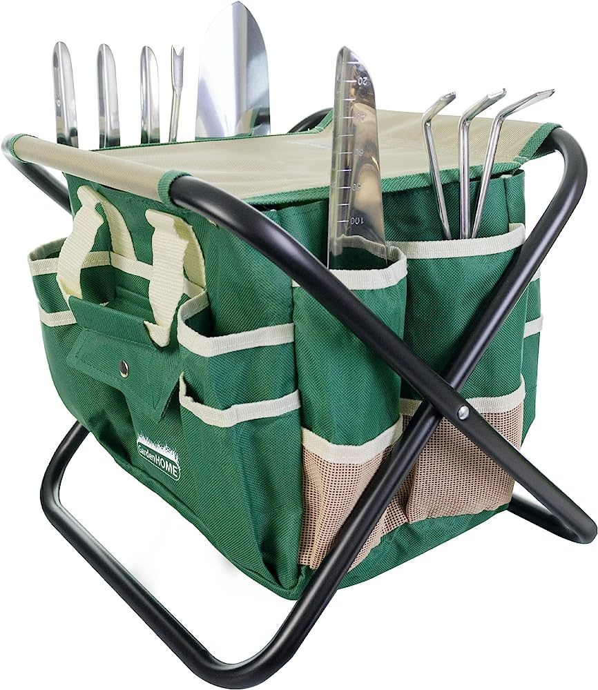 GardenHOME Garden Tool Set, Stainless Steel 7 Piece Tool Set, Heavy Duty Folding Stool, Detachabl... | Amazon (US)