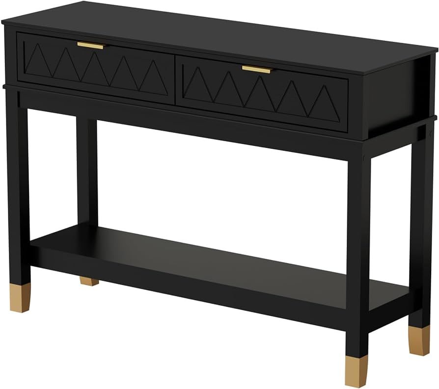 Scurrty Console Table with 2 Drawers, Entryway Table with 2-Tier Storage Shelves, Narrow Sofa Tab... | Amazon (US)