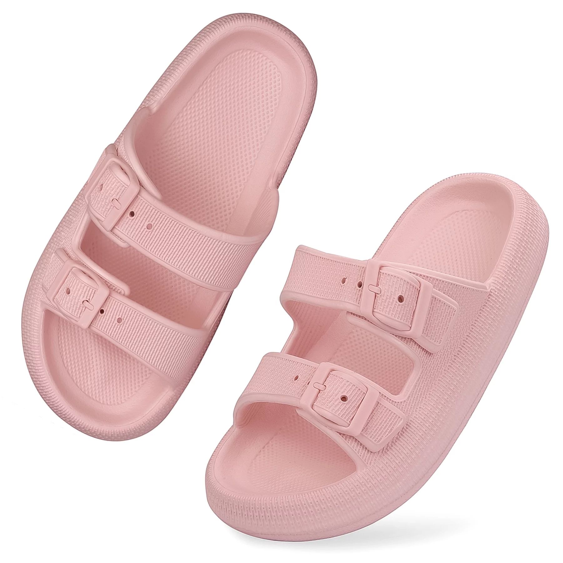 VONMAY Unisex Slides Sandals Thick Sole Pillow Sandals with Adjustable Double Buckle | Walmart (US)