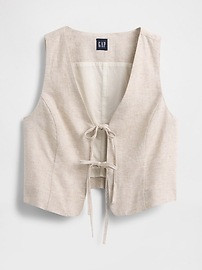 Linen-Blend Tie-Front Crop Vest | Gap (US)
