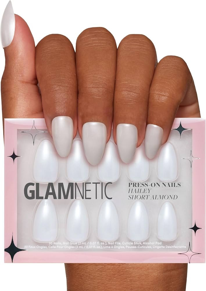 Glamnetic Press On Nails - Hailey | Glossy, Semi-Transparent, Short Almond Nails, Reusable | 15 S... | Amazon (US)