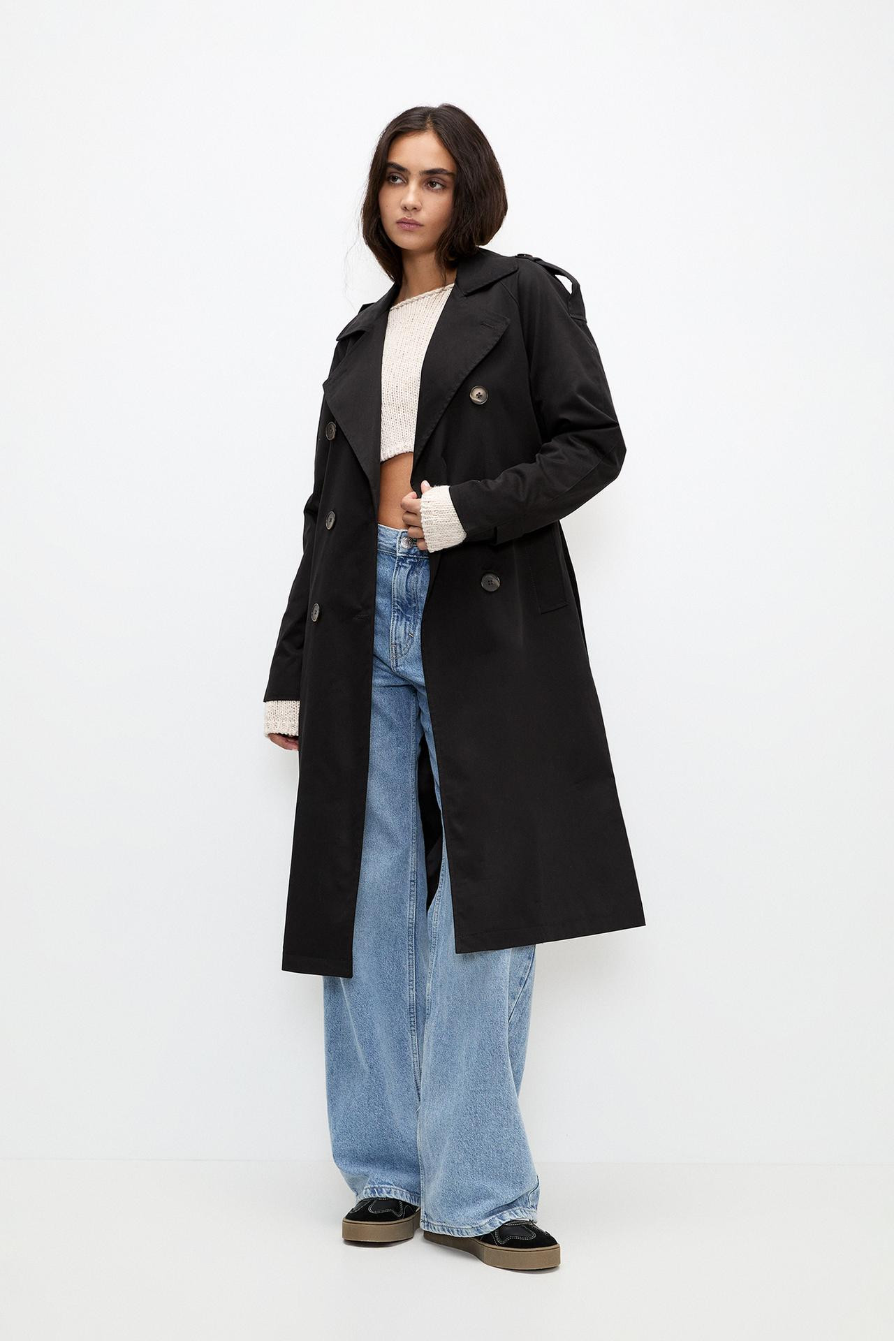 Belted trench coat | PULL and BEAR UK