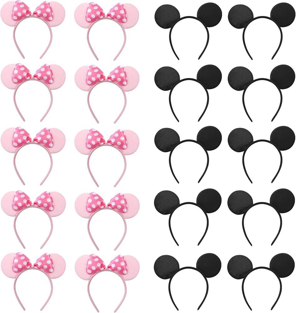 20 PCS Mouse Ears Headbands for Birthday Party Theme Park Costume Play Celebration for Boys and G... | Amazon (US)
