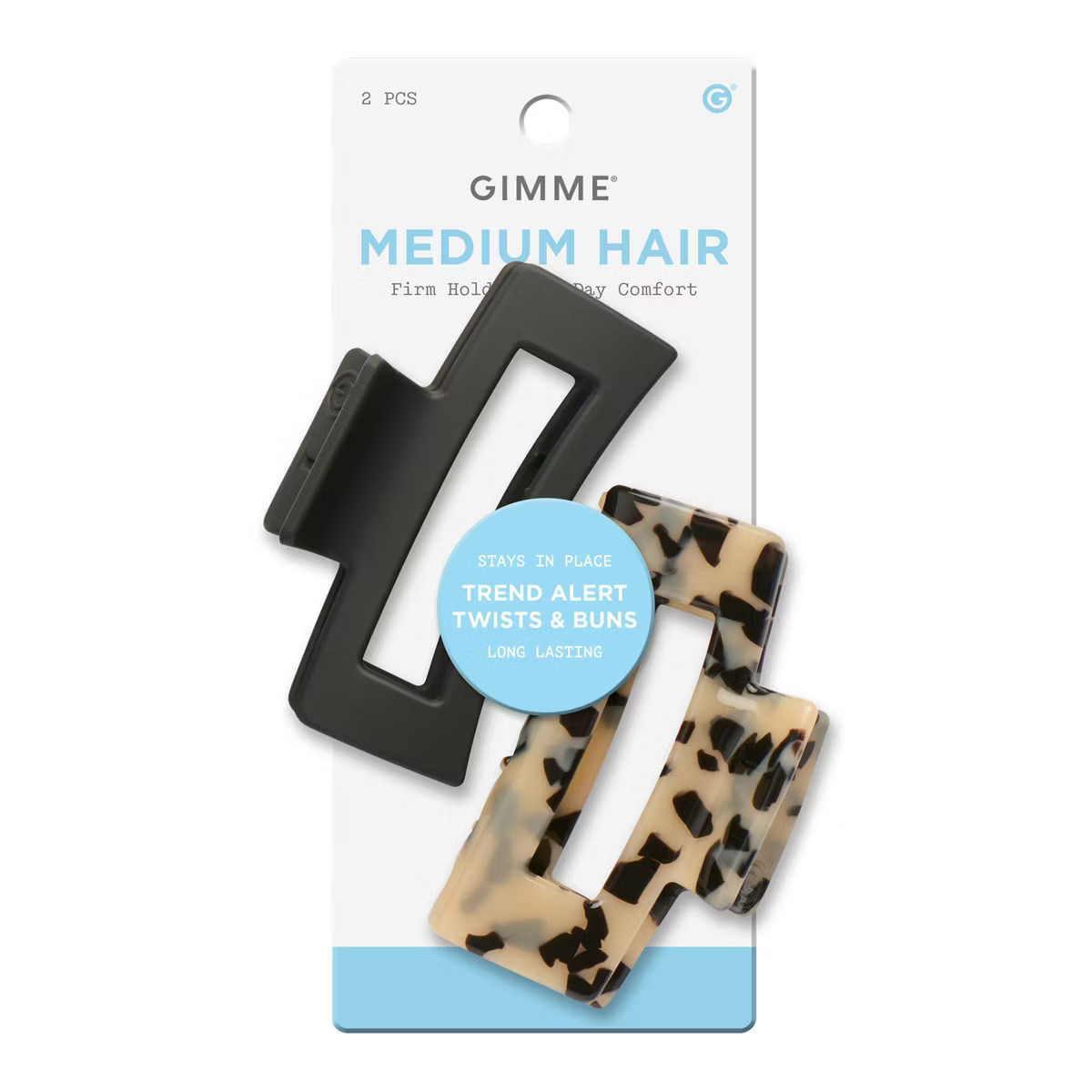 Gimme Beauty Medium Rectangle Claw Clip - 2pc - Black/Tortoise | Target