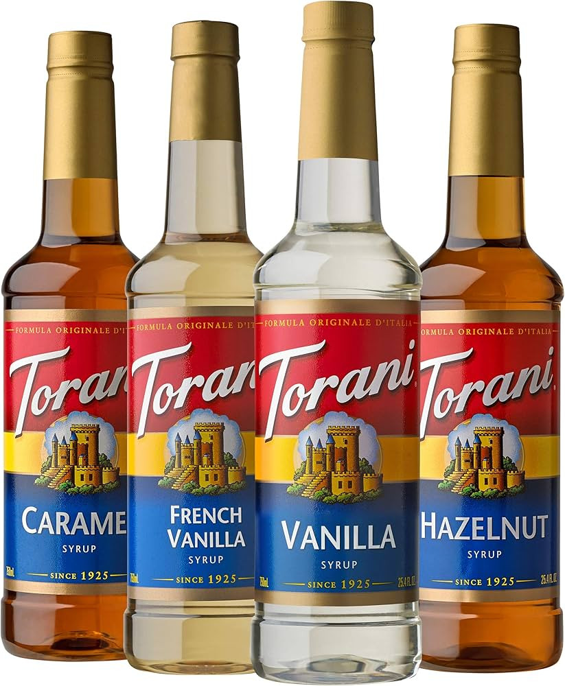 Torani Variety Pack Caramel, French Vanilla, Vanilla & Hazelnut, 25.4 Ounces (Pack of 4) | Amazon (US)