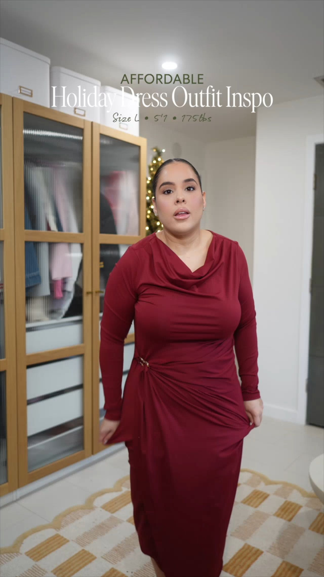 If you want something a little more conservative but still stunning, this dress is perfect. The ruching around the tummy area is so forgiving, and the gold buckle detail makes it feel extra elevated.

Wearing size L

#LTKootd #LTKMidsize #LTKHoliday