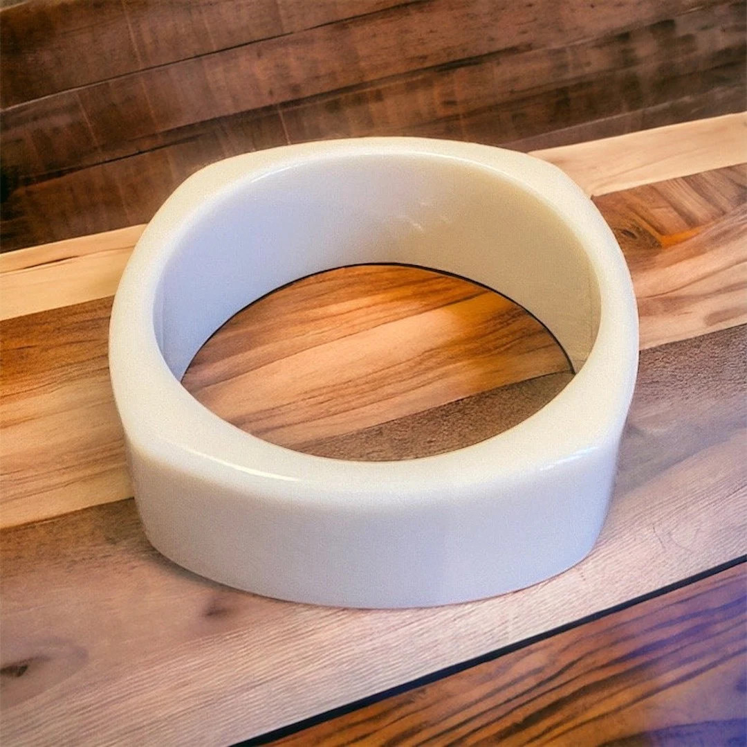 Cream off White Acrylic Bangle Bracelet Cuff Retro Vintage Acrylic Bracelet Vintage Jewelry Women... | Etsy (US)