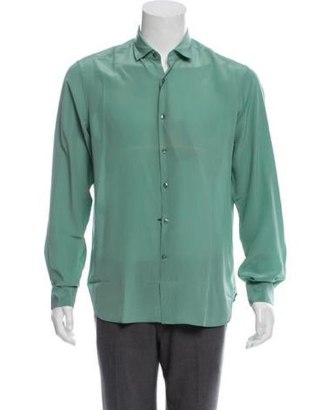 Jeffrey Rüdes Silk Button-Up Shirt w/ Tags Green | The RealReal