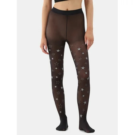 No Boundaries Star Pattern Sheer Tights for Women, Sizes S-3XL | Walmart (US)