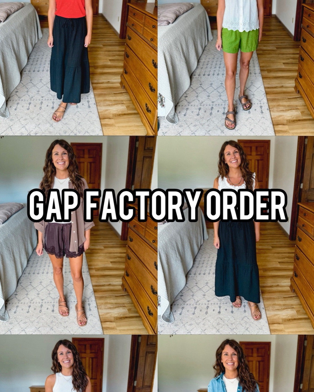 Gap Factory order came in!🙌🏽here’s my try on! I love it all and am keeping it all🙌🏽🫶🏽

Sizing:
Gauze cotton button up: size xs
Lace satin shorts: xs 
Denim button up: xs
Little white top: xs
Green linen shorts: xs
Black gauze maxi skirt: small
Red crewneck shirt: xs

#LTKSaleAlert #LTKootd #LTKPetite