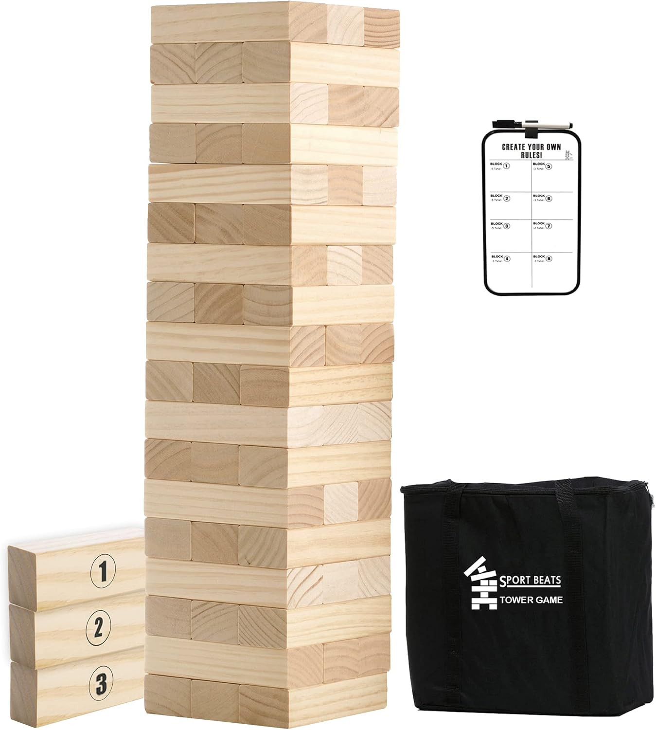 SPORT BEATS Large Tower Game Lawn Yard Outdoor Games for Adults and Family Wooden Stacking Games-... | Amazon (US)