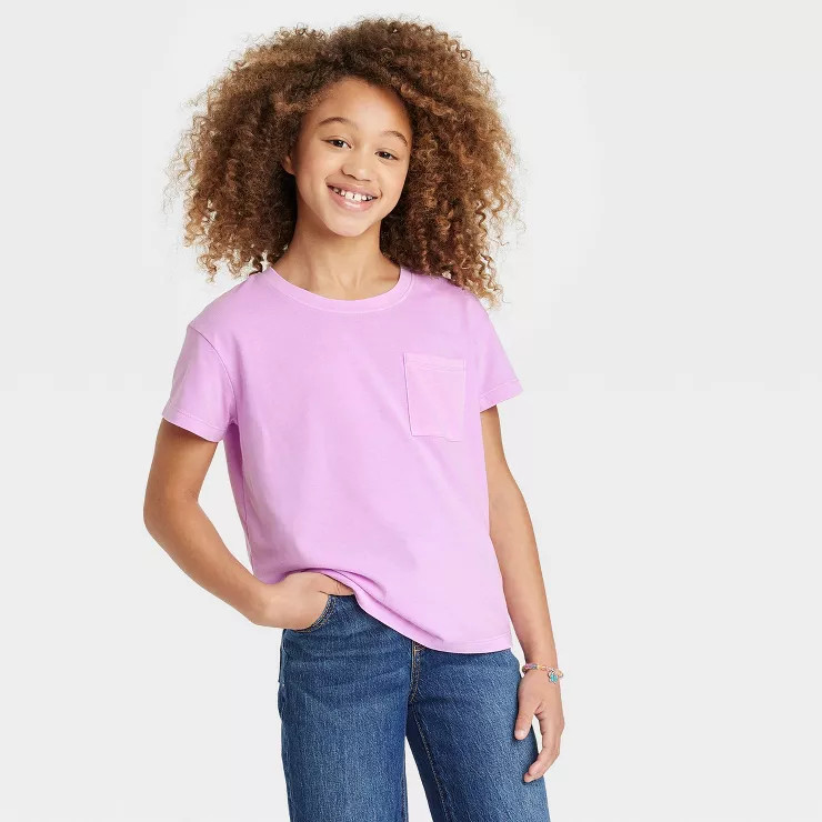 Girls' Short Sleeve Pocket T-Shirt - Cat & Jack™ | Target