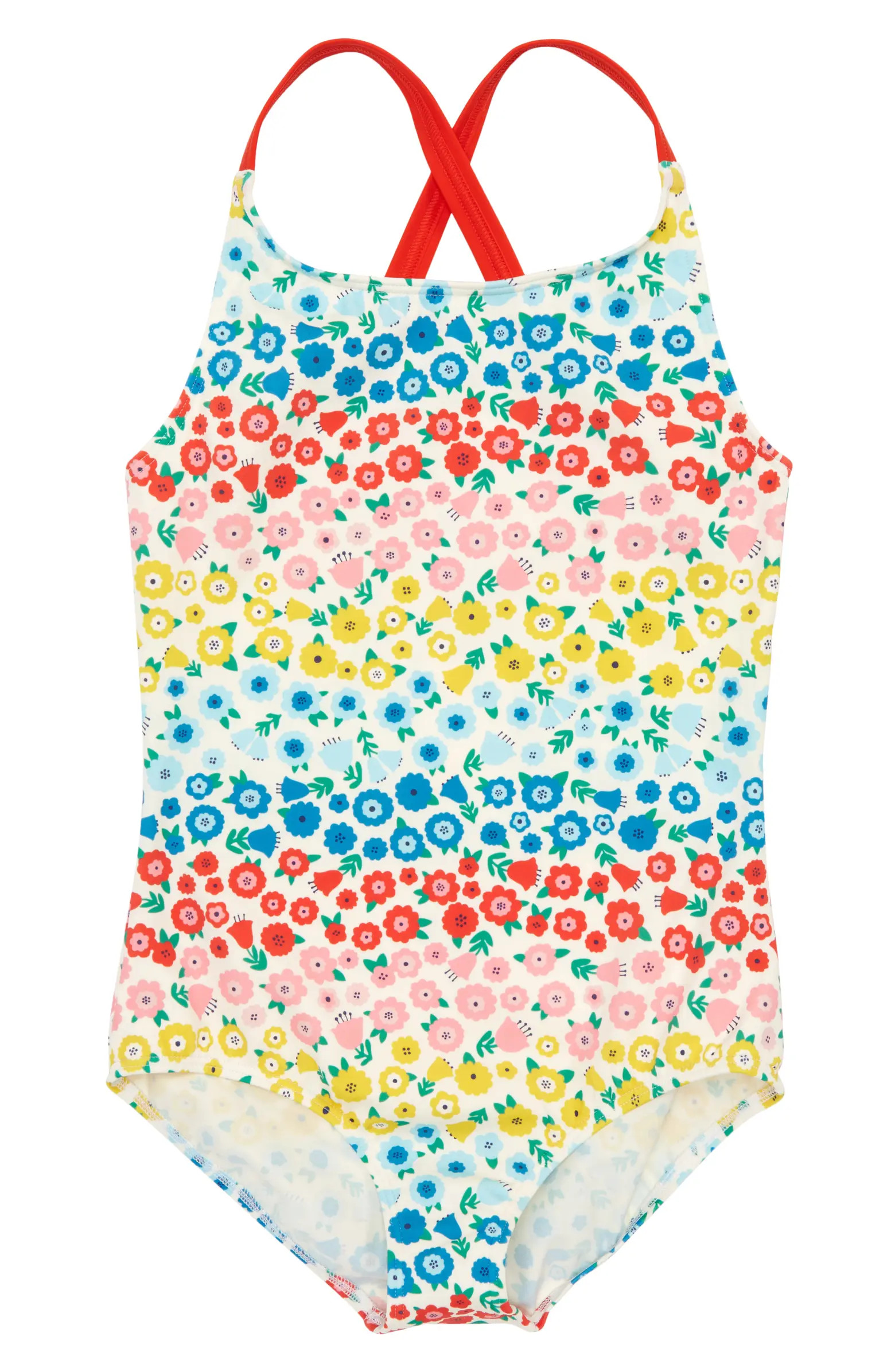 Kids' Floral Cross Back One-Piece Swimsuit | Nordstrom