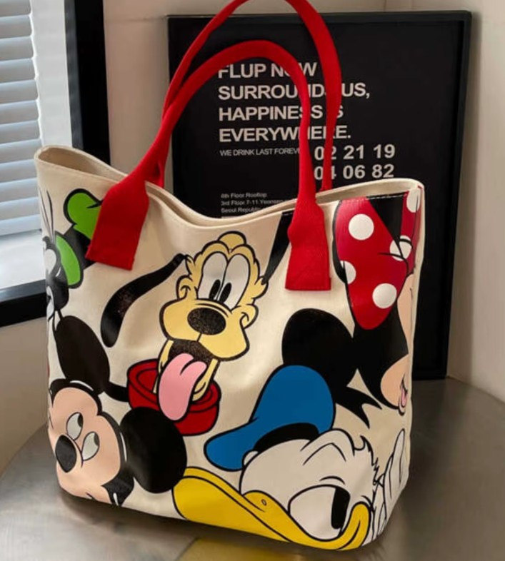 Cartoon Canvas Tote Bag Red Handle 15 x 13"x5" | Walmart (US)