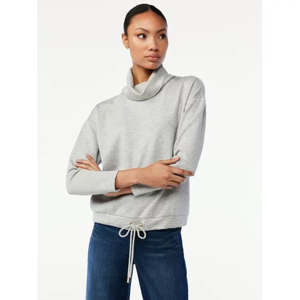 Scoop Women's Scuba Knit Top with Funnel Neck - Walmart.com | Walmart (US)