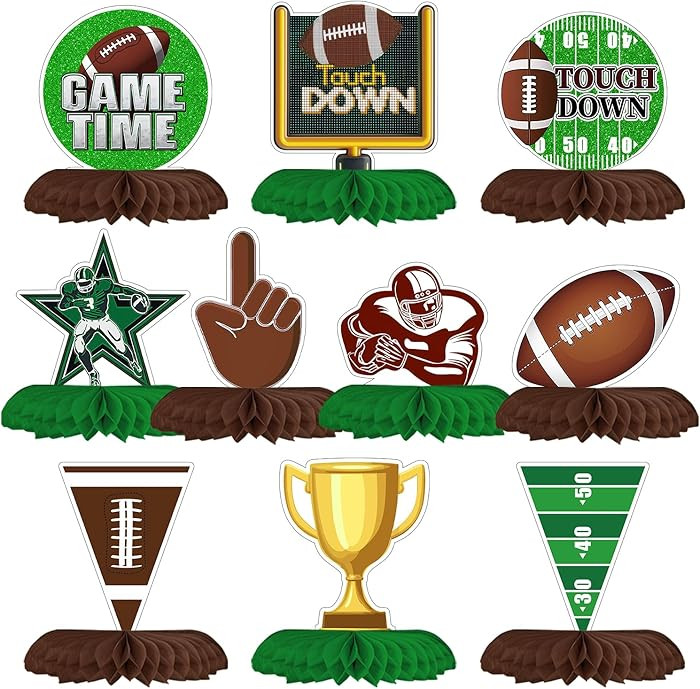 Horaldaily 10PCS Football Party Table Decoration Centerpieces, Football Game Day Honeycomb Center... | Amazon (US)
