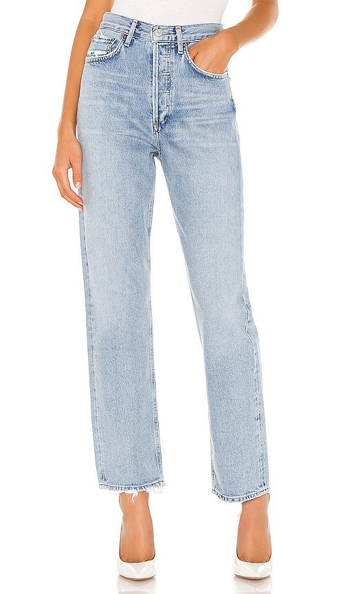 AGOLDE 90's Mid Rise Loose Fit Jeans in Denim-Light. - size 26 | Revolve Clothing (Global)