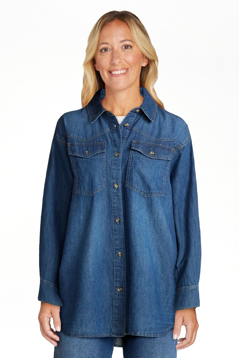 Sofia by Sofia Vergara Women's and Women's Plus Sofia Oversized Boyfriend Shirt with Long Sleeves... | Walmart (US)