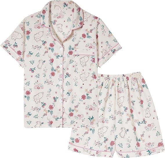 Vopmocld Big Girls Button Down Sleepwear Short Sleeve With Shorts 2PCS Pajama Sets Casual Lapel L... | Amazon (US)