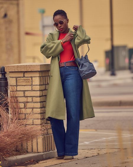 Color-blocking always makes a statement! Pair blue jeans with a bright sweater and a colorful coat for a bold elevated casual vibe. I went for a 29 in the jeans vs. my usual 30.Bag: myTomoli.com

#LTKsalealert #LTKstyletip #LTKover40