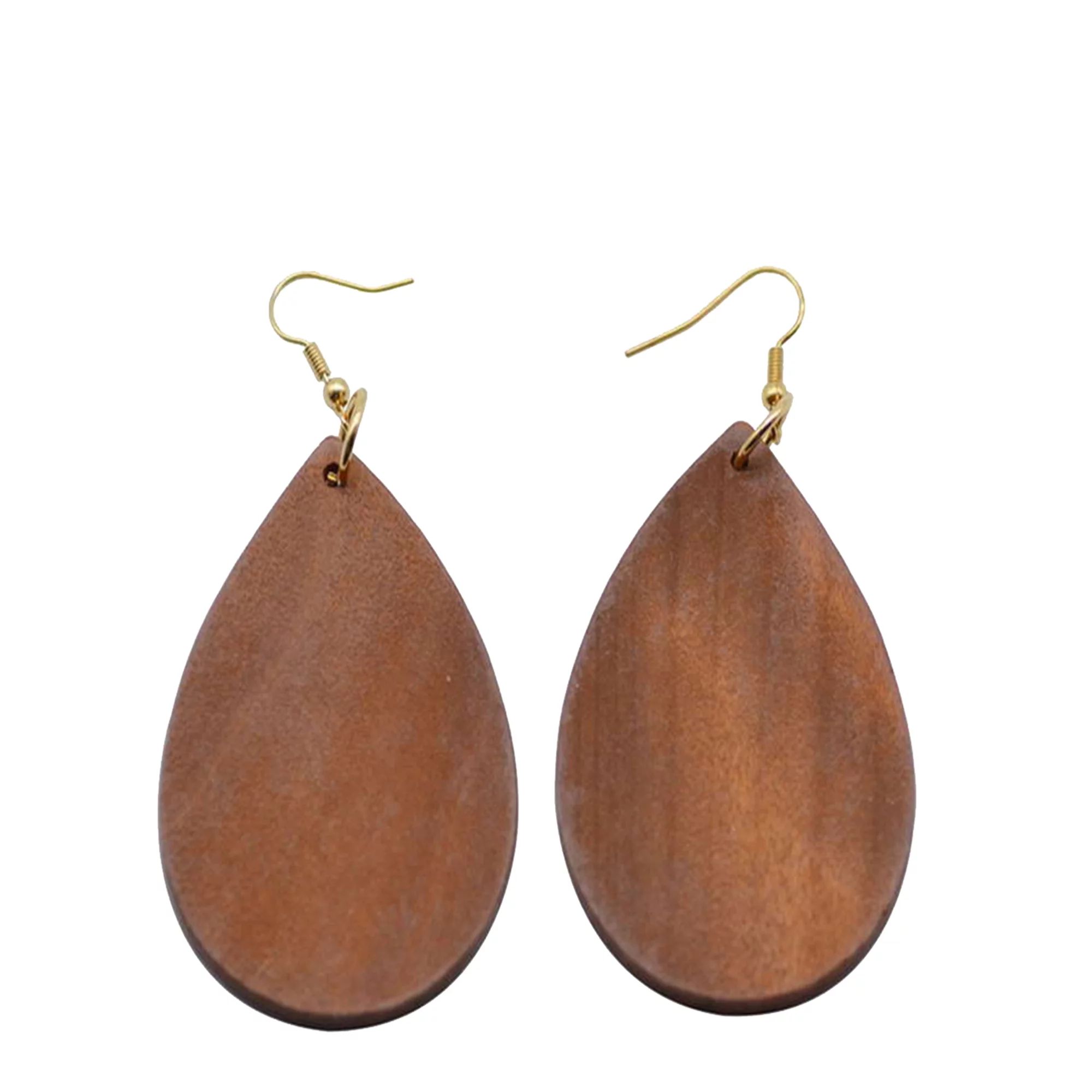 StylesILove Womens Girls Fashion Teardrop Shaped Wood Dangle Earrings (Brown) | Walmart (US)
