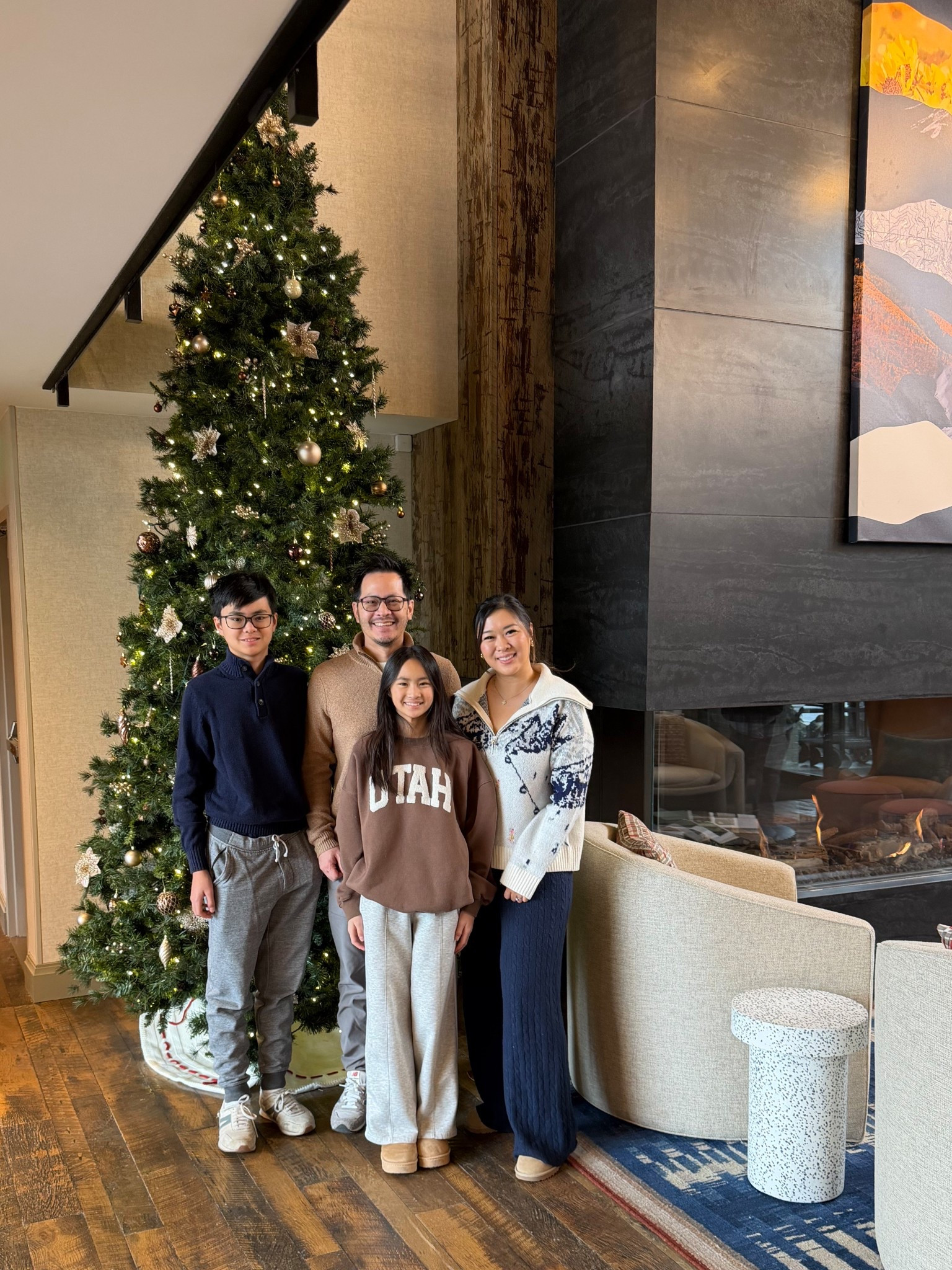 My ski sweater: Large
Blue knit pants: Medium 