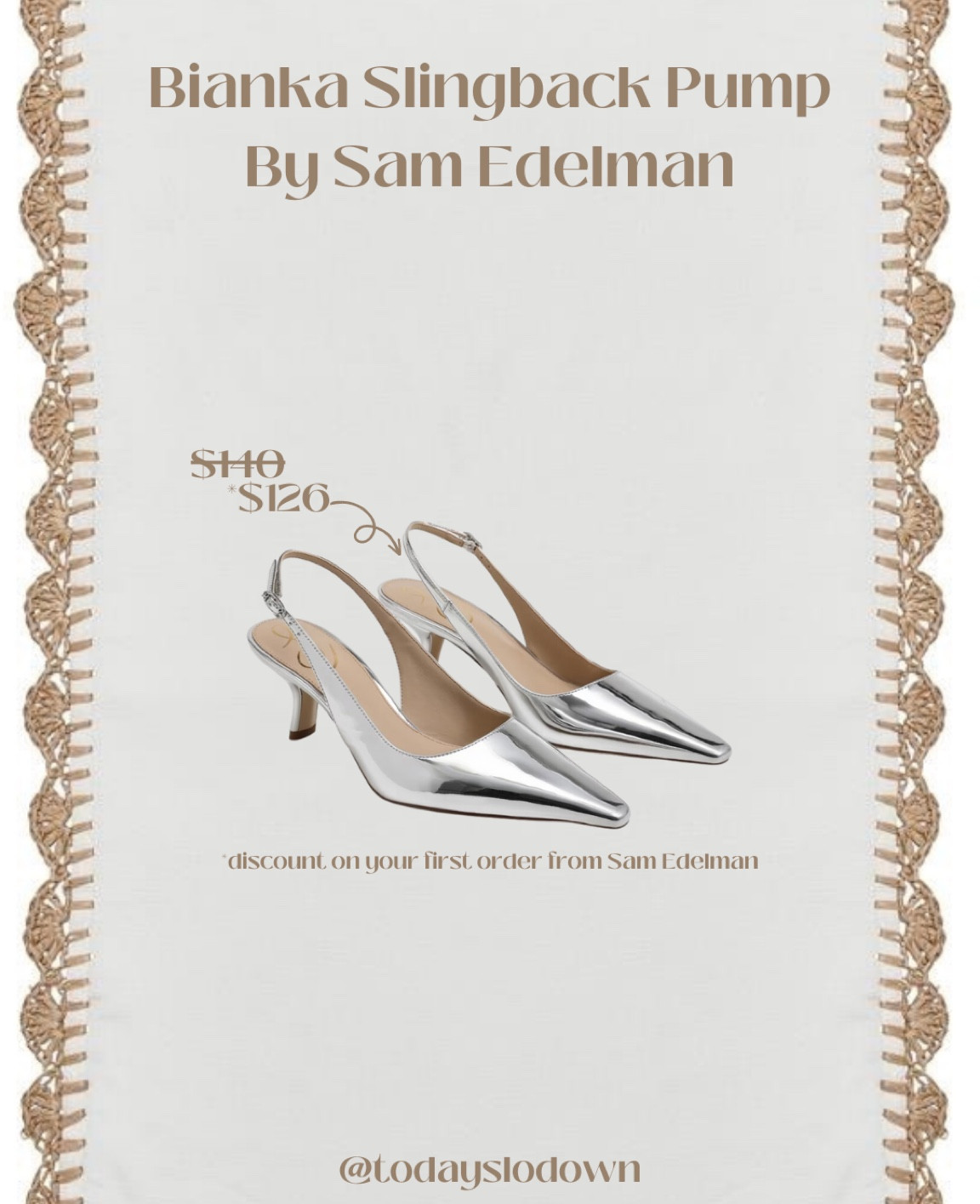 I can’t get over these. I’ve been wearing them all the time from dinners to the office and I just can’t get enough. They’re so cool!
#slingbacks #kittenheel #metallicshoes #silvershoes #samedelman #fallstyle #nowinstyle #trendinglooks 


#LTKFind #LTKshoecrush #LTKSale