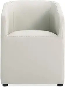 Manhattan Comfort Anna Round Modern Dining Chair with Arms, Head-to-Toe Faux Leather Upholstered ... | Amazon (US)