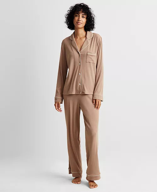 State of Day Women's 2-Pc. Packaged Ribbed Notched-Collar Pajamas Set XS-3X, Created for Macy's -... | Macy's