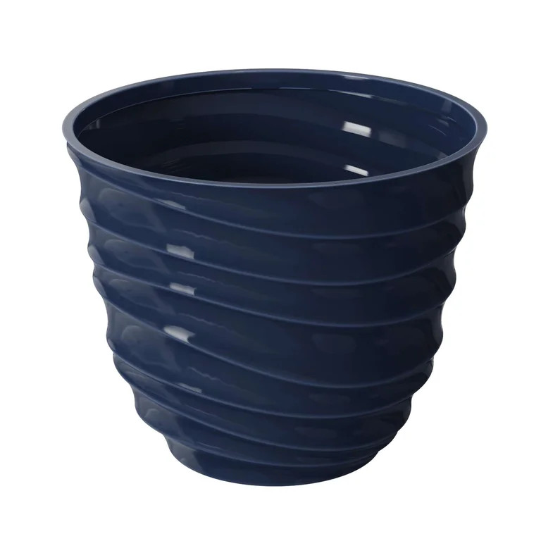 Mainstays Capri 14" x 14" x 11.5" Round Blue Cove Plastic Planter | Walmart (US)