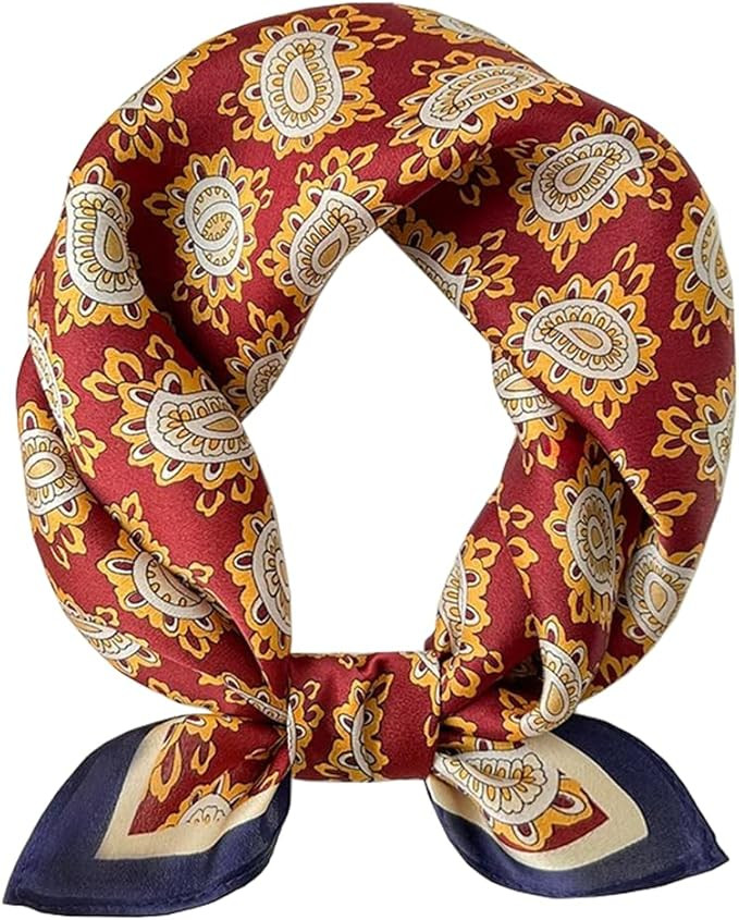 ANDANTINO 100% Pure Mulberry Silk Small Square Scarves -21'' x 21''- Digital Printed Neckerchief ... | Amazon (US)