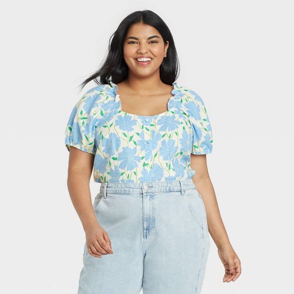 Women's Puff Short Sleeve Button-Down Shirt - Who What Wear™ | Target
