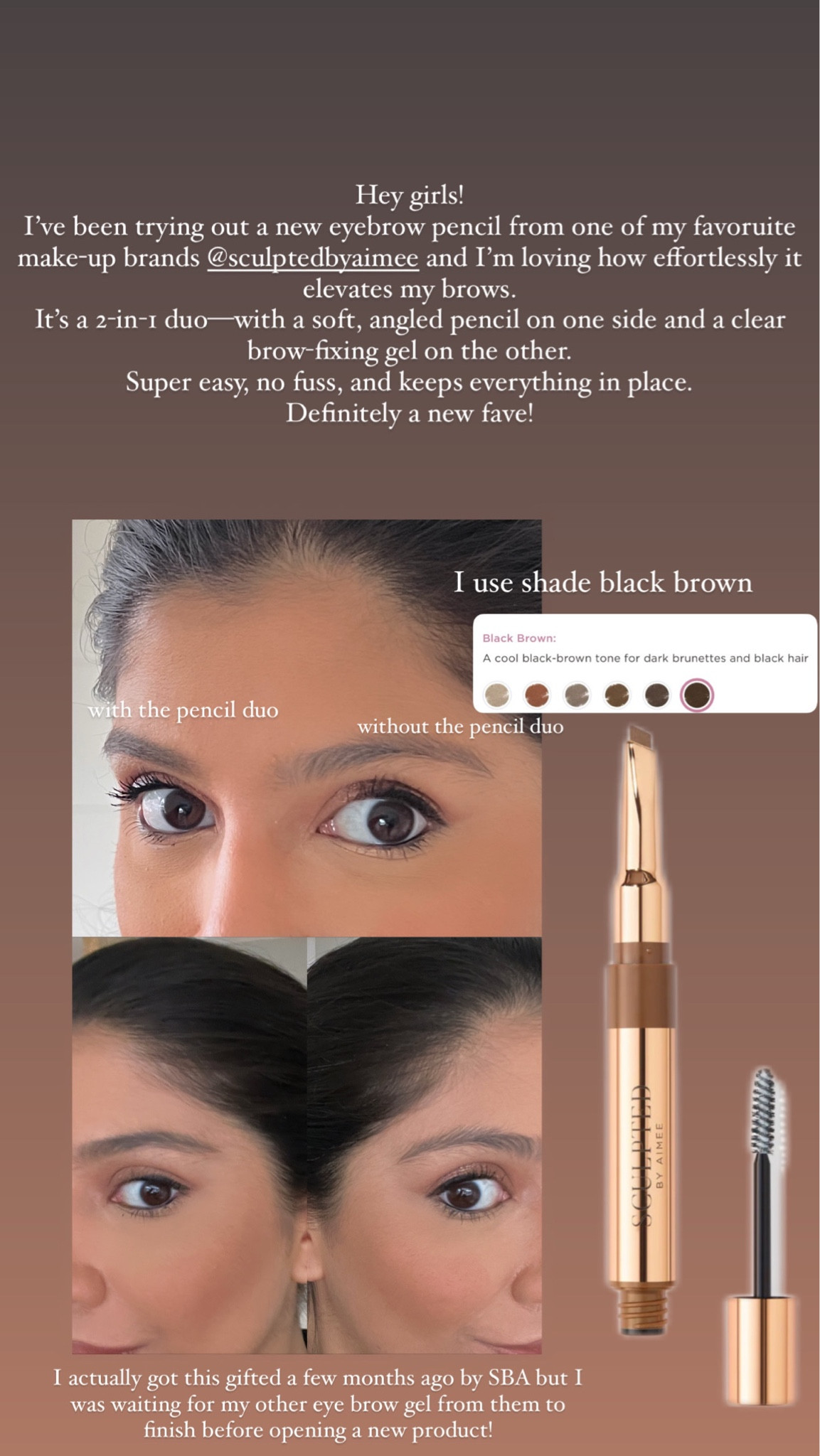 Favourite eye brow product! I use shade black brown!
I've been trying out a new eyebrow pencil from one of my favoruite make-up brands @sculptedbyaimee and I'm loving how effortlessly it elevates my brows.
It's a 2-in-1 duo- with a soft, angled pencil on one side and a clear brow-fixing gel on the other.
Super easy, no fuss, and keeps everything in place.
Definitely a new fave!




#LTKbeauty