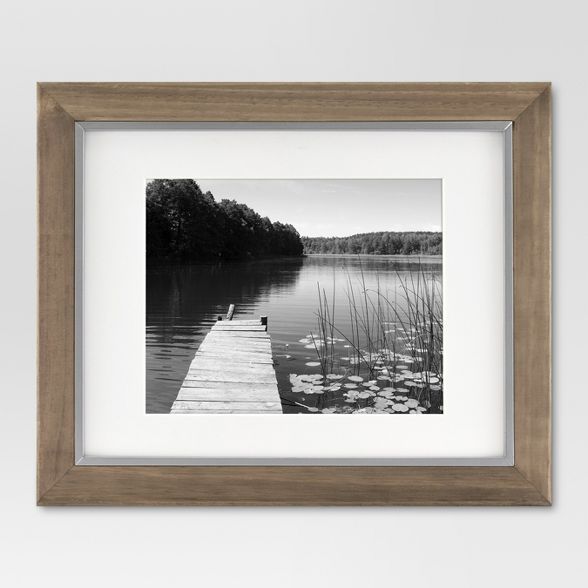 11" x 14" Matted to 8" x 10" Wood and Metal Edge Frame Brown - Threshold™ | Target