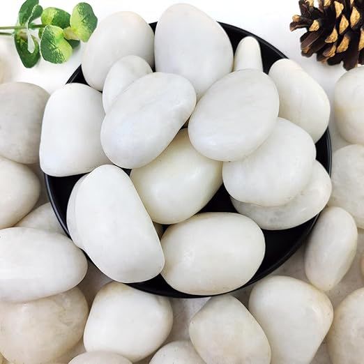 YISZM 5lbs White River Rocks, 2-3 Inch Natural Pebbles for Indoor Plants, High Polished Decorativ... | Amazon (US)