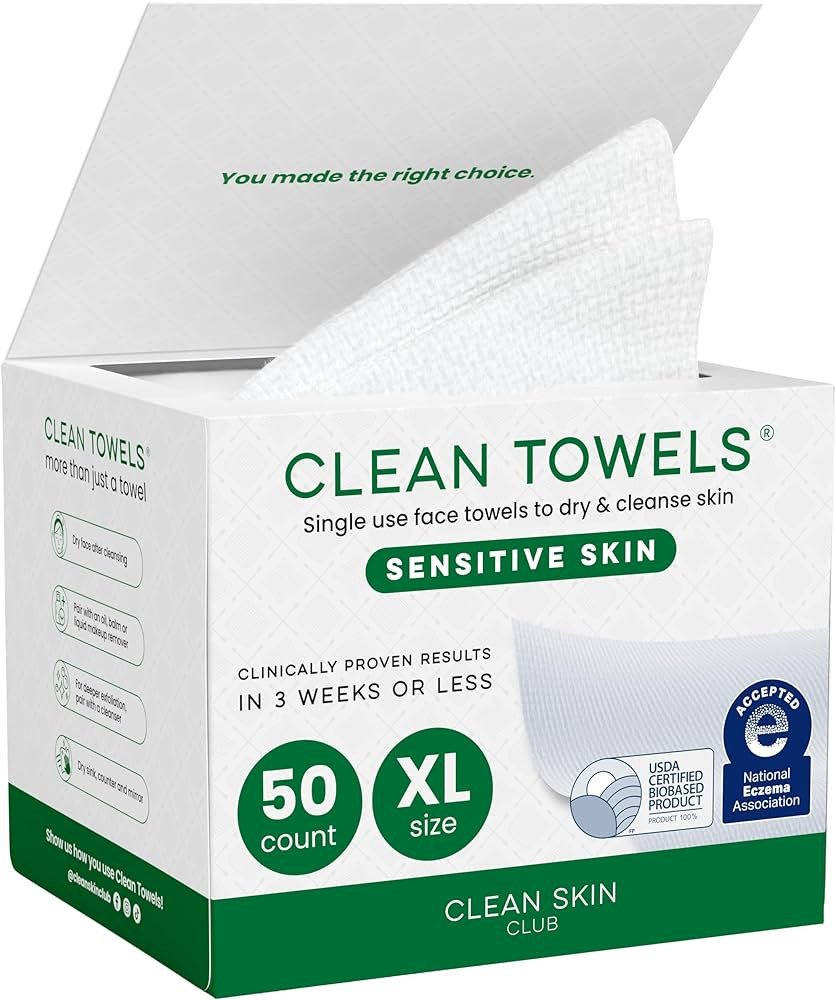 Clean Skin Club Clean Towels® XL Sensitive Skin | Ultra-Soft Disposable Face Towels Infused with... | Amazon (US)