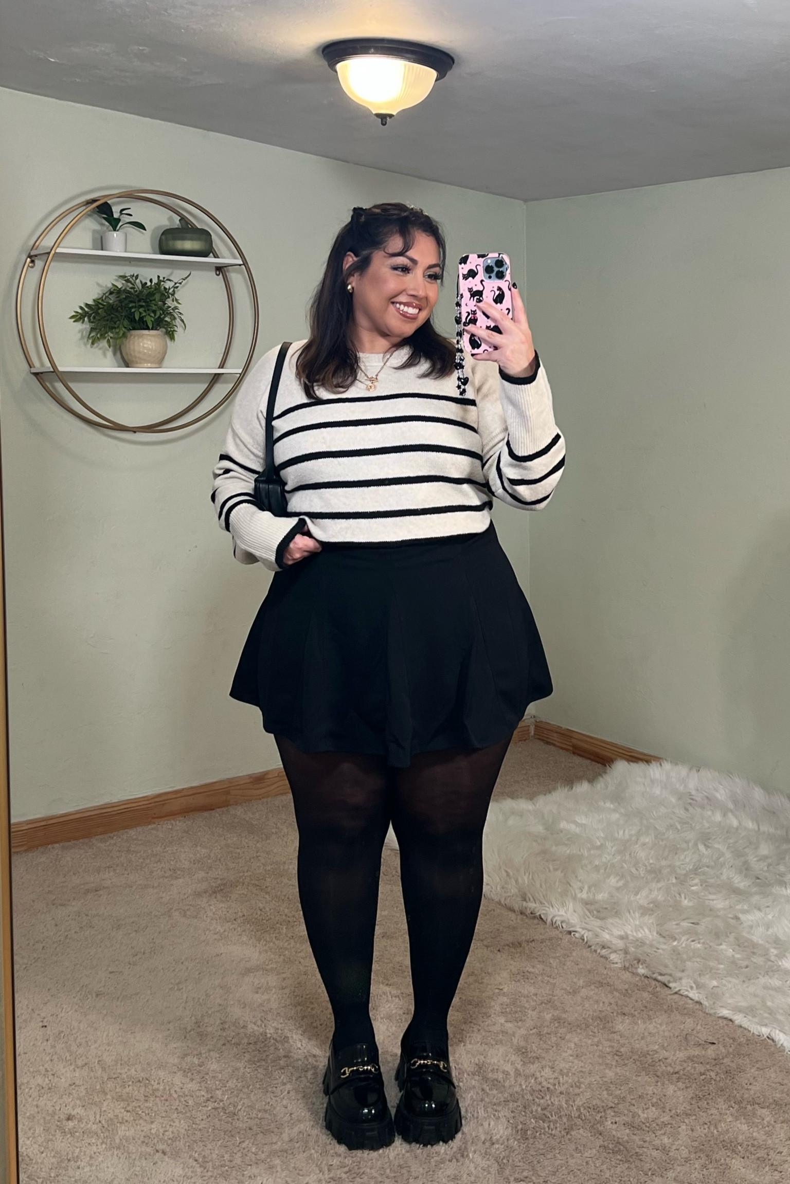 Striped sweater + mini skirt + loafers + dupe outfit ✨

#LTKHoliday #LTKplussize