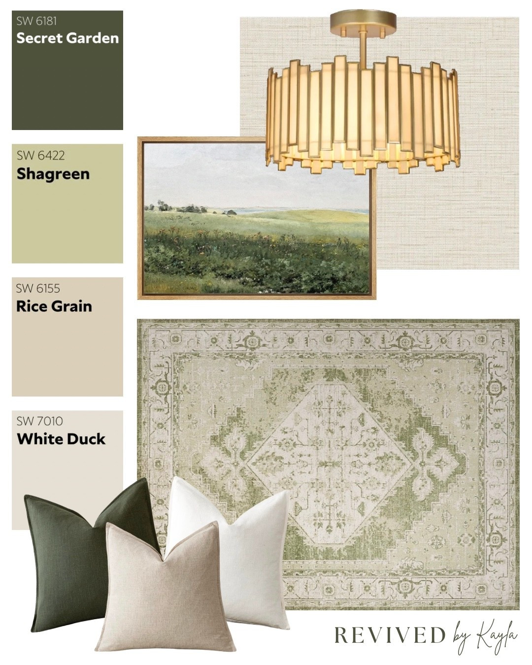 Green and gold room design mood board 💚✨

#home #decor #homedesign #homeinspo #decorating #interiordesign #olivegreen #modern #cozy #rug #livingroom #bedroom #wayfair #amazon #sherwinwilliams

#LTKHome
