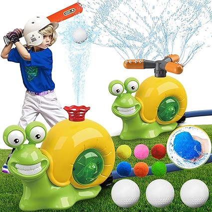 3-in-1 Water Sprinkler Baseball Toy, 360° Rotating Water Baseball Tee & T Ball Sprinkler with Wa... | Amazon (US)