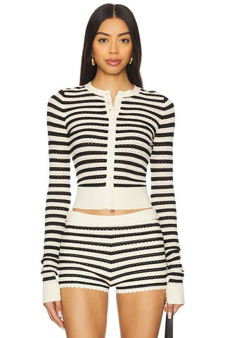 Amanda Uprichard Seine Cardigan in Black & Cream from Revolve.com | Revolve Clothing (Global)
