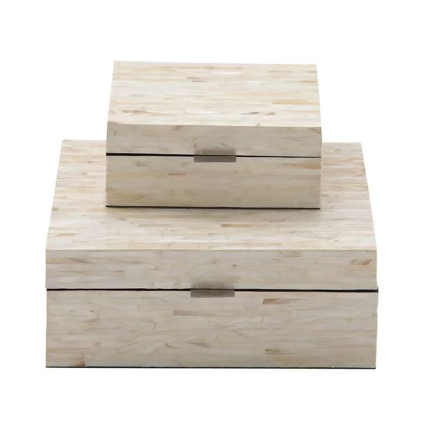 DecMode 8", 12"W Solid Mother of Pearl Boxes, White Set of 2-Pieces - Walmart.com | Walmart (US)